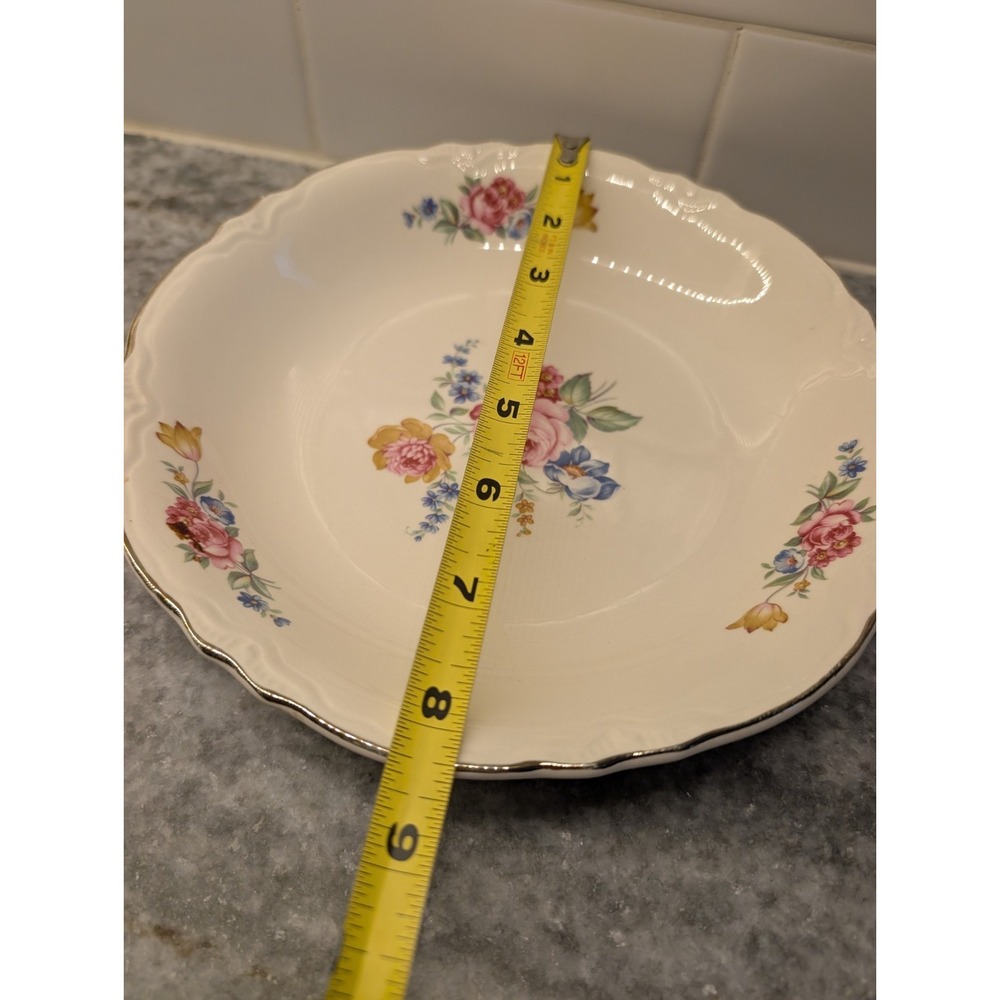 Scio Pottery 1940's Hazel Round Vegetable Serving Bowl Floral Gold Trim 8‎ 1/2" - Picture 2 of 10
